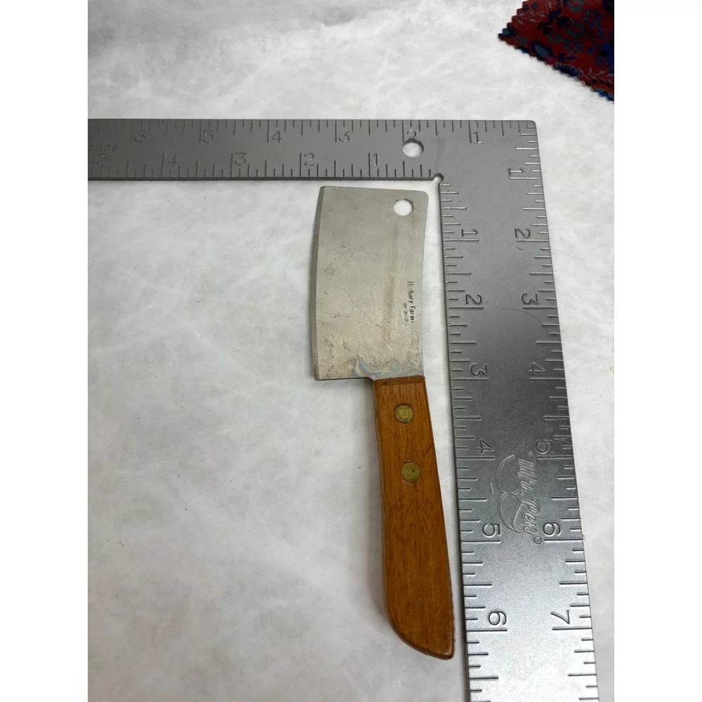 Hickory Farms of Ohio Mini Cheese Cleaver Stainless Steel Wood Handle 3 inch